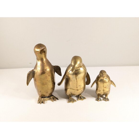 Vintage 8" brass Penguin figurine, penguin ornament, vintage mcm home decor, - Picture 9 of 10